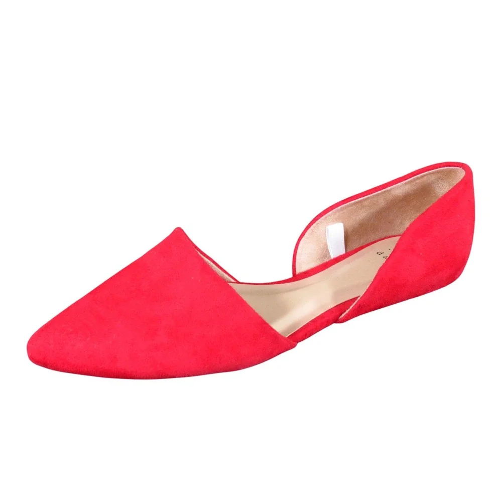 A New Day Women Pointed Toe d'Orsay Flat 7 Dress Office Red Faux Suede